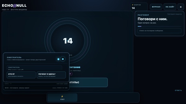 Экран ECHO//NULL: узел 7F и панели оператора